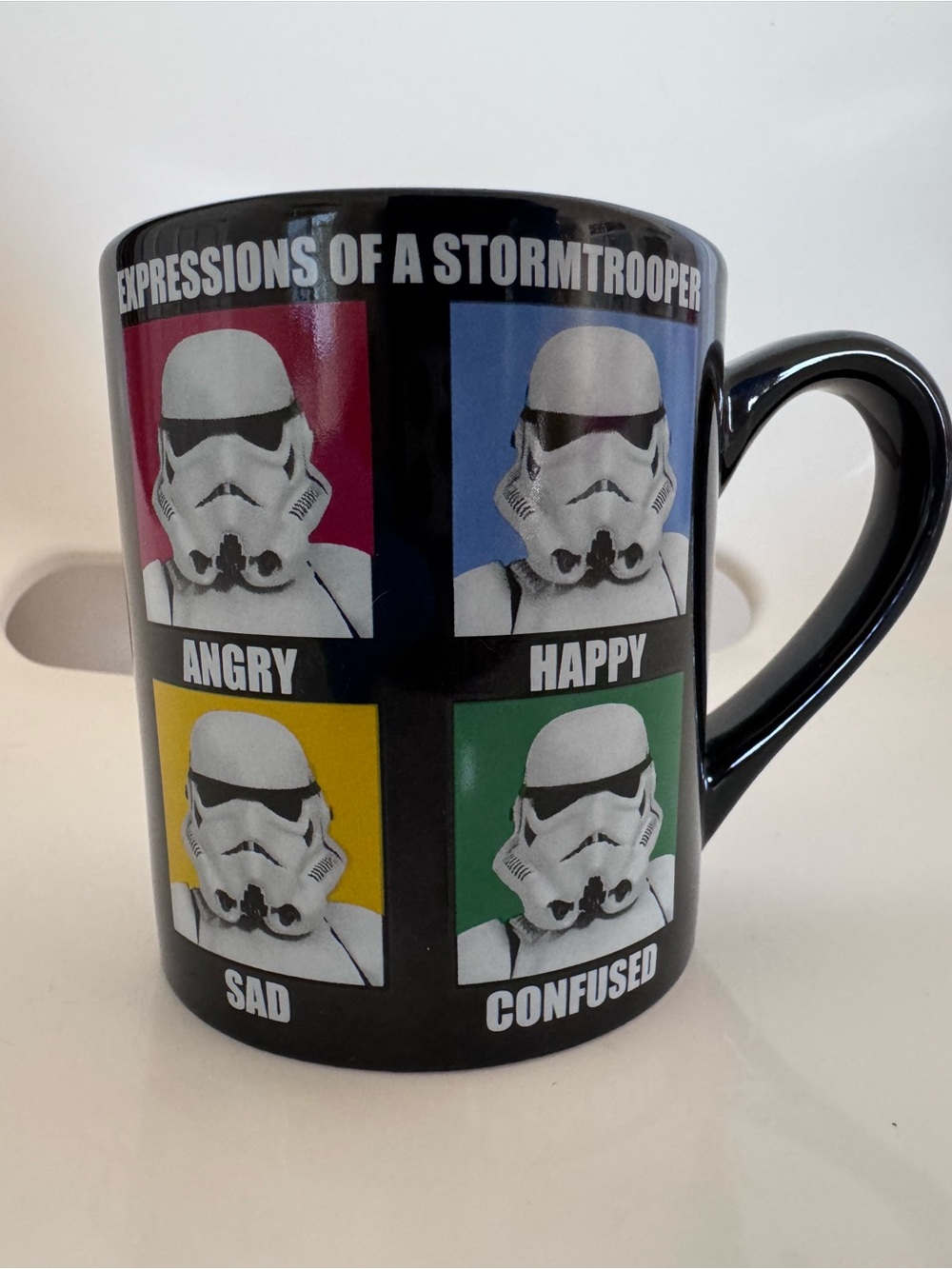 Star Wars Stormtrooper Expressions Coffee Mug Angry Happy Sad Confused Black